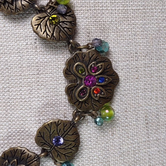 Chico's Vintage-look Jeweled Frog On Lily Pad Necklace - Picture 4 of 10